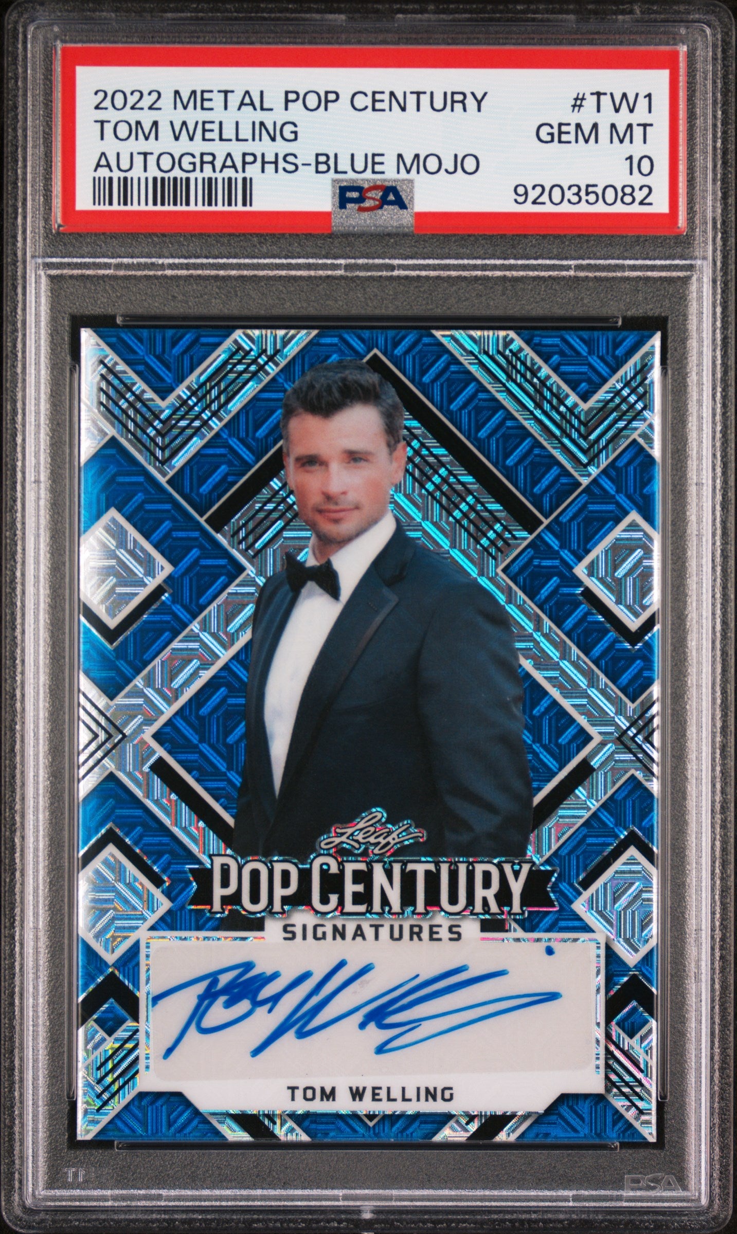 Tom Welling 2022 Leaf Metal Pop Century Autograph AUTO #2/25 Blue Mojo PSA 10