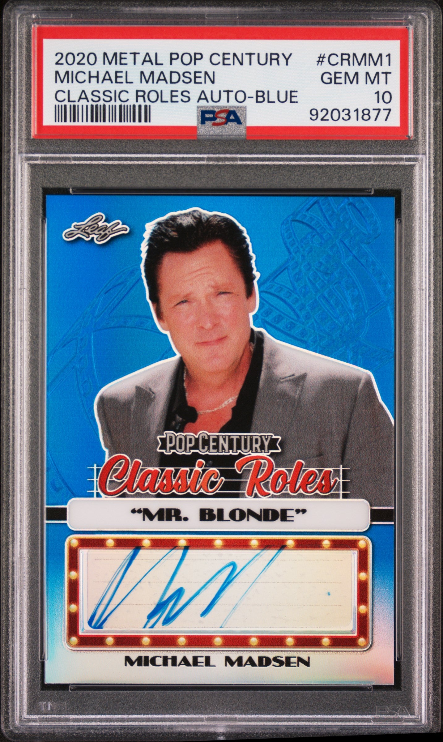 Michael Madsen 2020 Leaf Metal Pop Century Classic Roles AUTO #12/25 Blue PSA 10