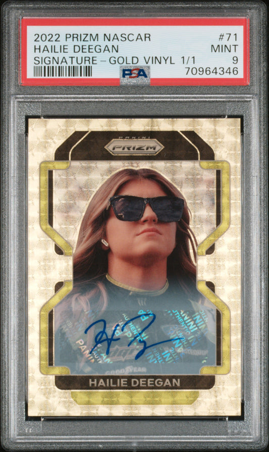 2022 Panini Prizm Nascar Hailie Deegan #71 Signature Gold Vinyl #1/1 AUTO PSA 9