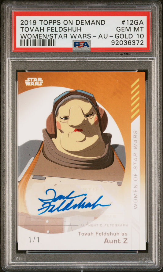 Tovah Feldshuh 2019 Topps Women Of Star Wars Gold #1/1 AUTO Aunt Z PSA 10