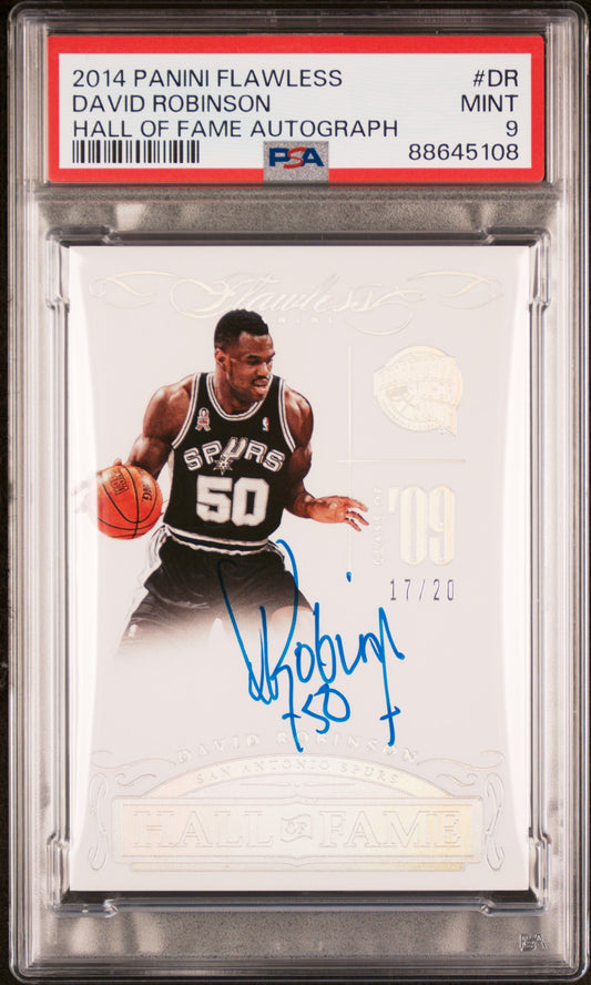 2014-15 Panini Flawless Hall Of Fame AUTO David Robinson #/20 POP 1 PSA 9