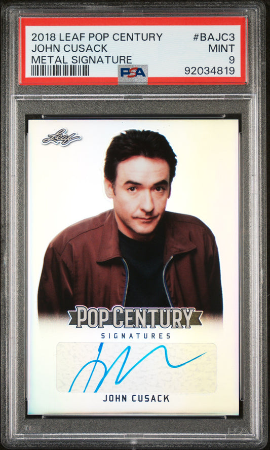 John Cusack 2018 Leaf Pop Century Metal Signatures AUTO PSA 9