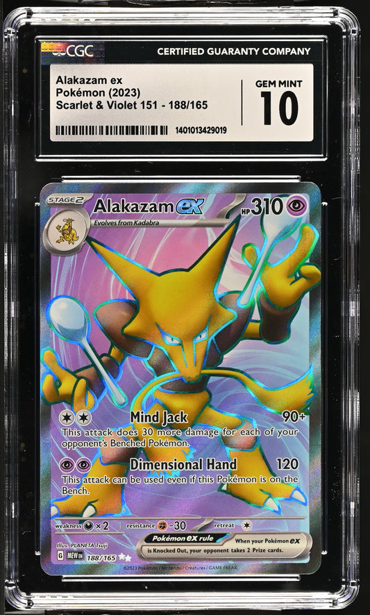 GEM MINT Alakazam ex 188/165 ULTRA RARE Pokemon 151 Pokemon Card English CGC 10