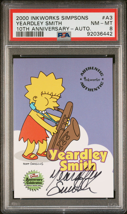 Yeardley Smith Lisa Simpson 2000 Inkworks Simpsons 10th Anniversary AUTO PSA 8