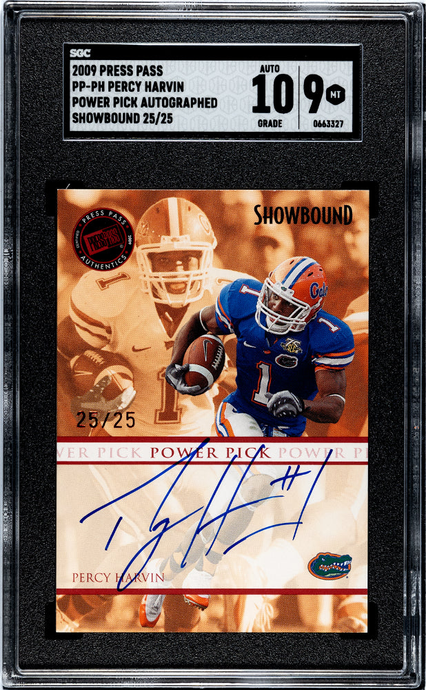 2009 Press Pass Percy Harvin #PP-PH Power Pick Autograph #25/25 Showbound SGC 9