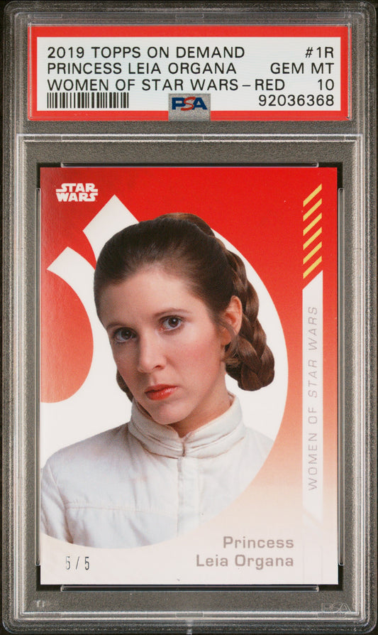 Princess Leia Organa 2019 Topps On Demand Women Of Star Wars Red #5/5 PSA 10