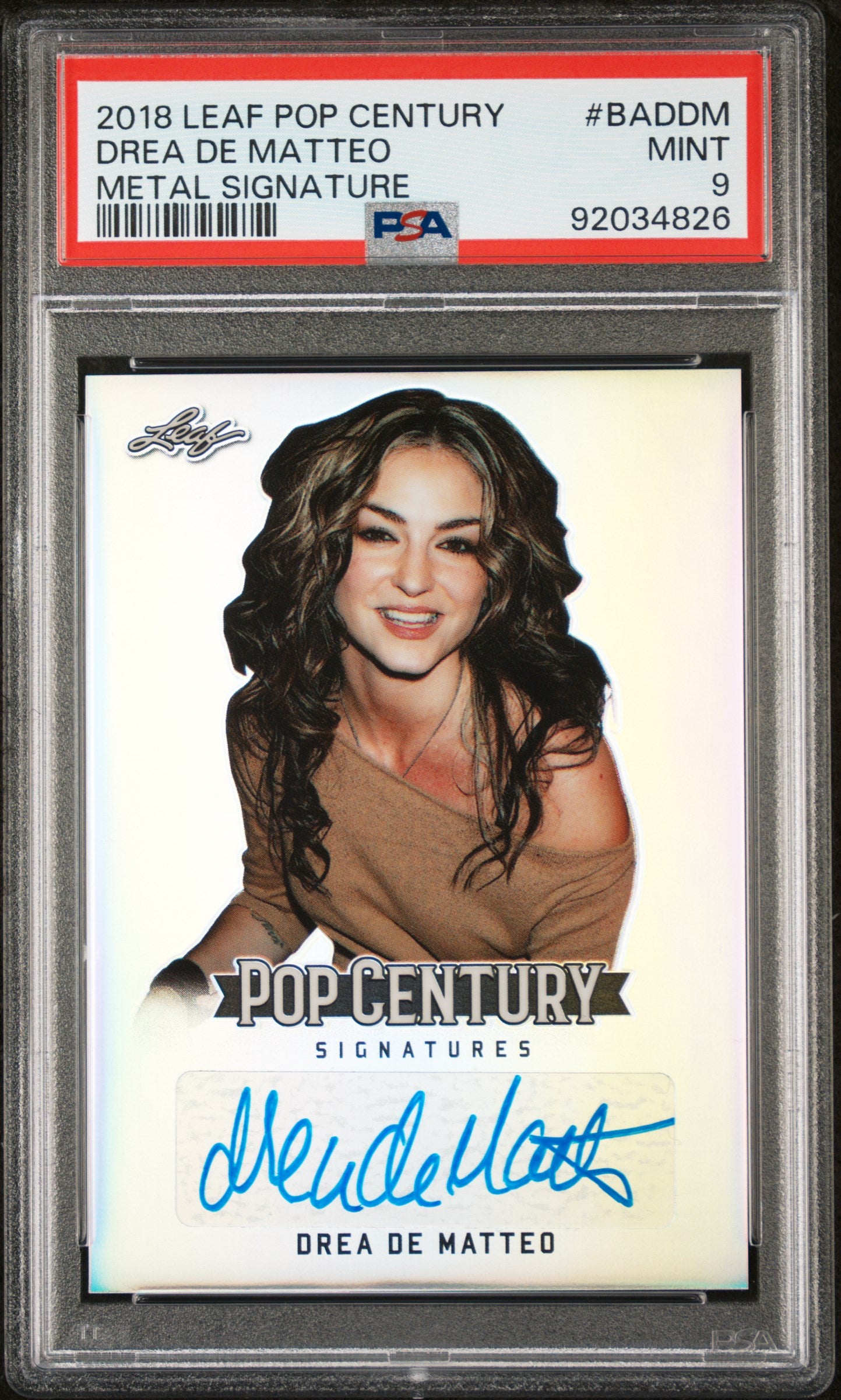 Drea De Matteo 2018 Leaf Pop Century Metal Signatures AUTO PSA 9