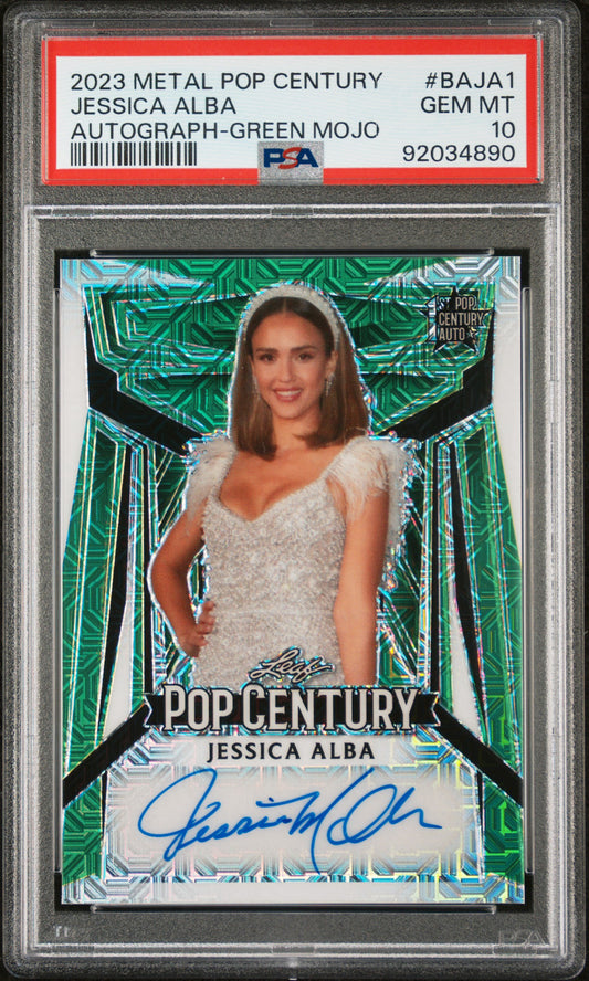 Jessica Alba 2023 Leaf Metal Pop Century Autograph AUTO #3/3 Green Mojo PSA 10