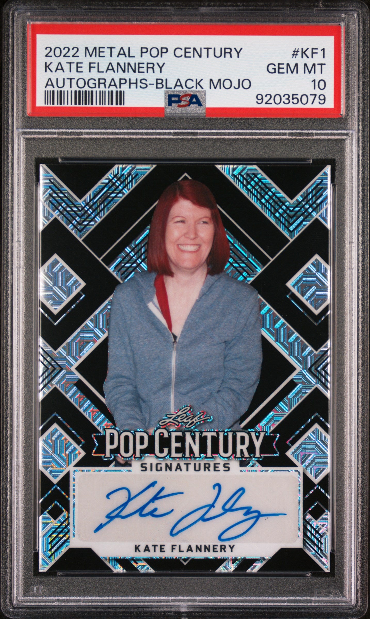 Kate Flannery 2022 Leaf Metal Pop Century Autograph AUTO #3/5 Black Mojo PSA 10