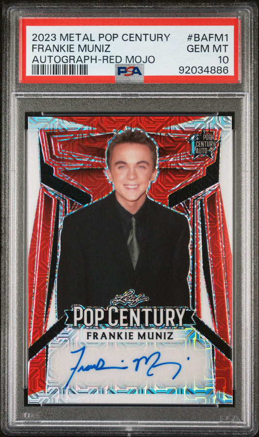 Frankie Muniz 2023 Leaf Metal Pop Century Autograph AUTO #2/2 Red Mojo PSA 10