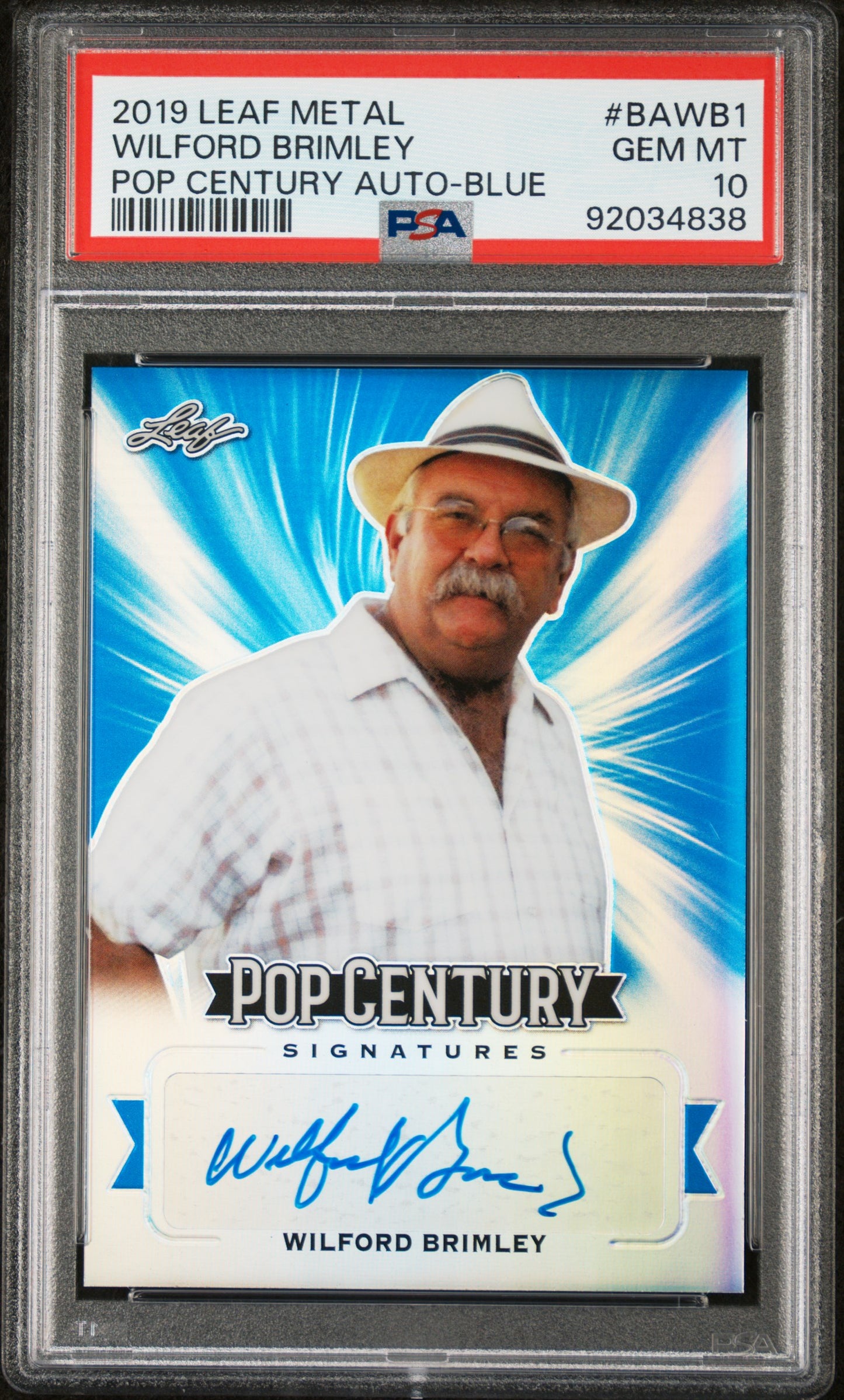 Wilford Brimley 2019 Leaf Metal Pop Century Autograph #4/20 Auto Blue PSA 10