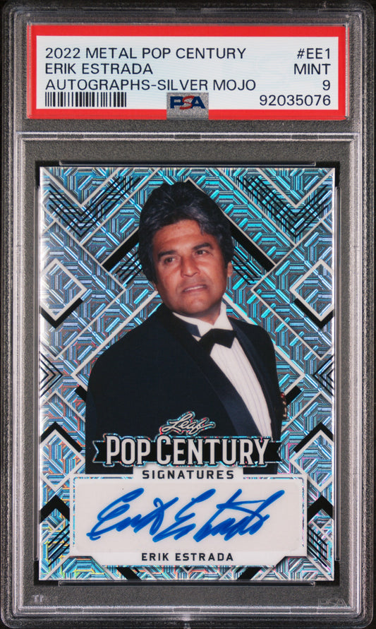 Erik Estrada 2022 Leaf Metal Pop Century Autograph AUTO #9/10 Silver Mojo PSA 9