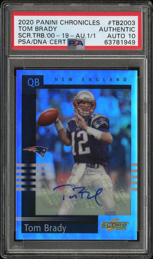 2020 Panini Chronicles Tom Brady Score Tribute 2000-2019 AUTO #1/1  PSA Auth