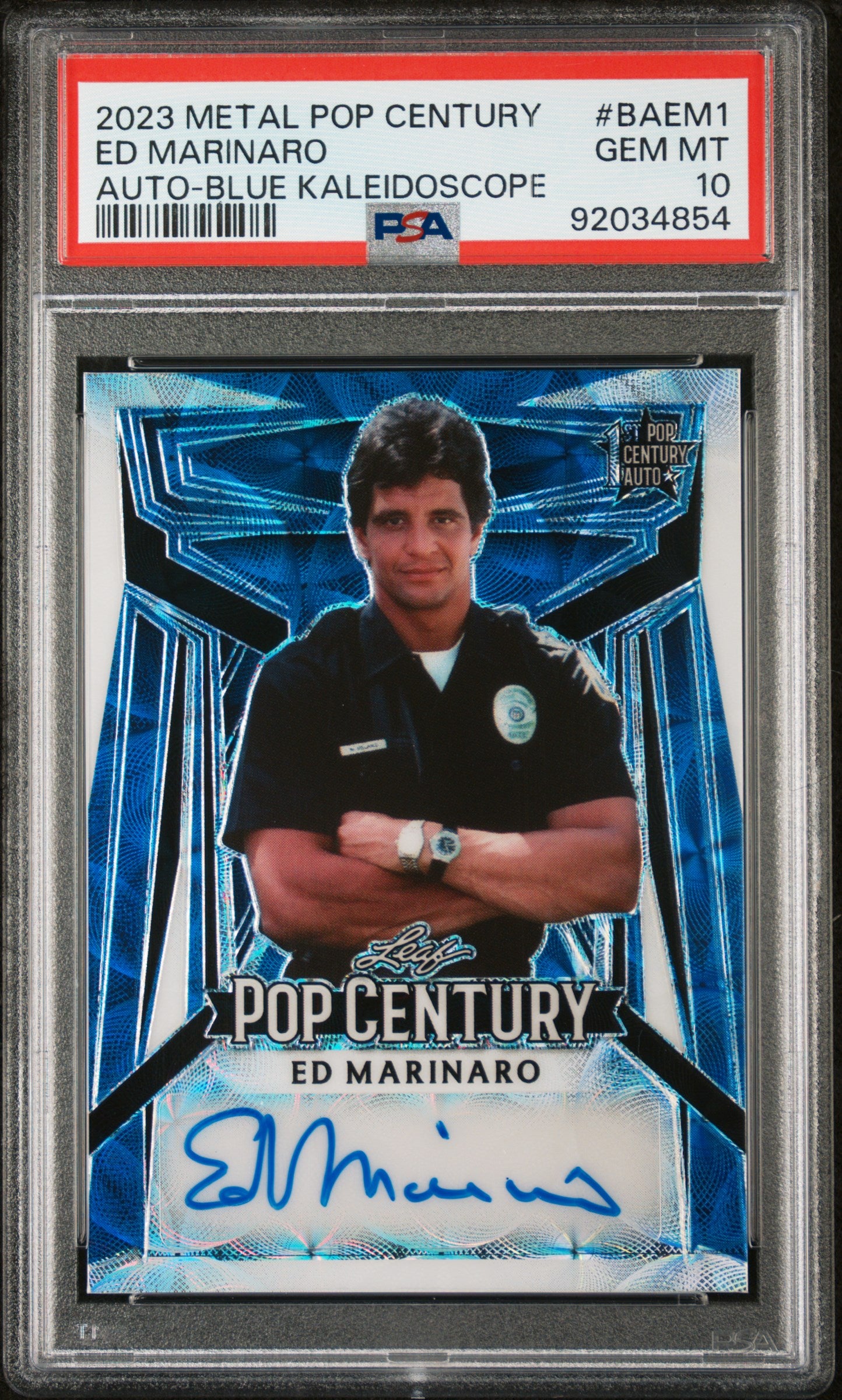 Ed Marinaro 2023 Leaf Metal Pop Century Autograph Auto #2/7 Blue PSA 10