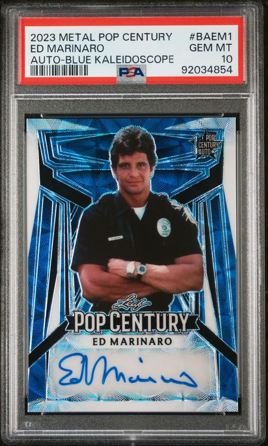 Ed Marinaro 2023 Leaf Metal Pop Century Autograph Auto #2/7 Blue PSA 10