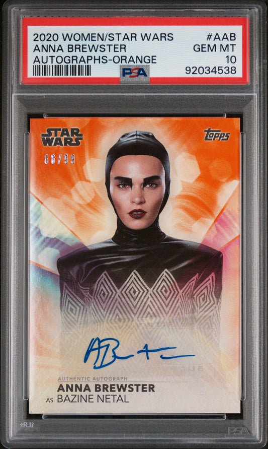 Anna Brewster BAZINE NETAL 2020 Topps Women Of Star Wars AUTO #/99 Orange PSA 10