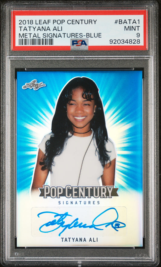 Tatyana Ali 2018 Leaf Pop Century Metal Signatures AUTO #/50 Blue PSA 9