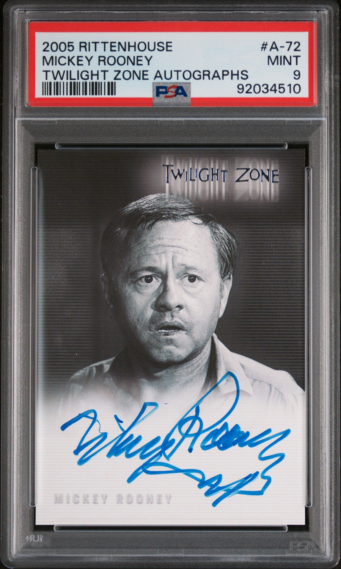 Mickey Rooney 2005 Rittenhouse Twilight Zone Autograph AUTO PSA 9