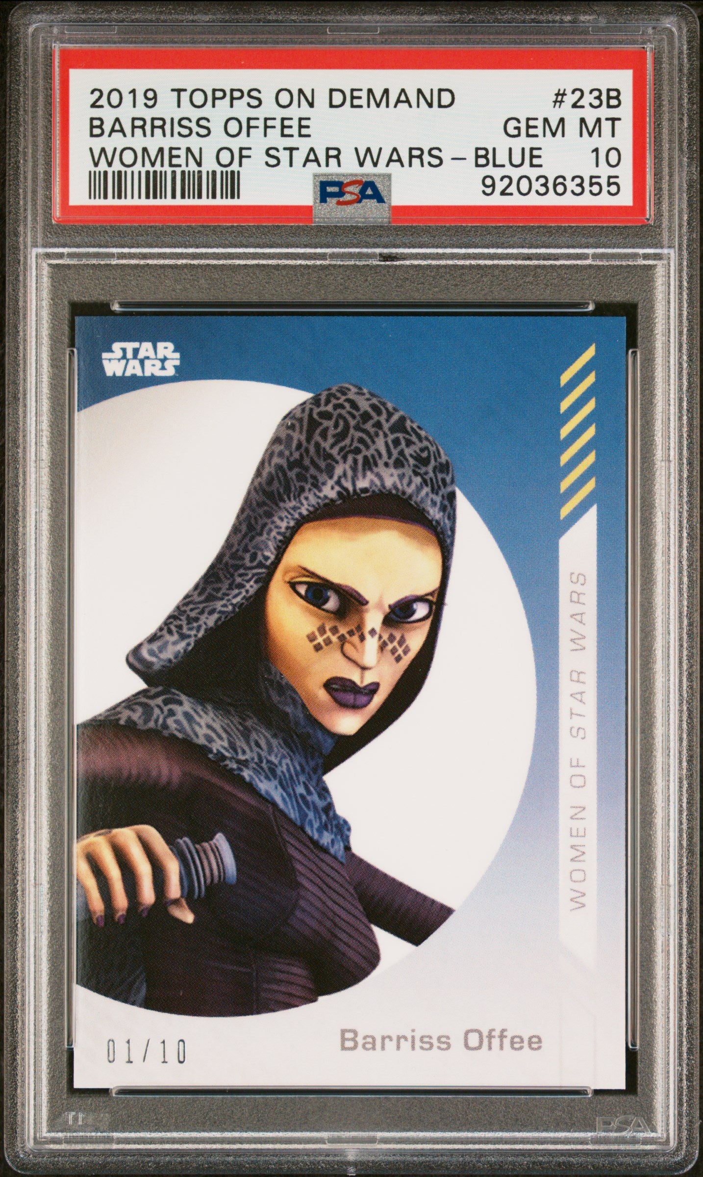 Barriss Offee 2019 Topps On Demand Women Of Star Wars Blue #1/10 PSA 10