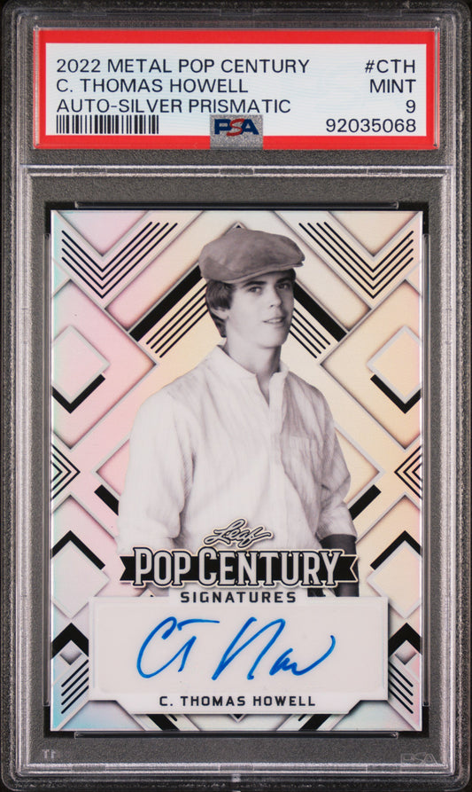 C. Thomas Howell 2022 Leaf Metal Pop Century #38/45 Auto Silver Prismatic PSA 9