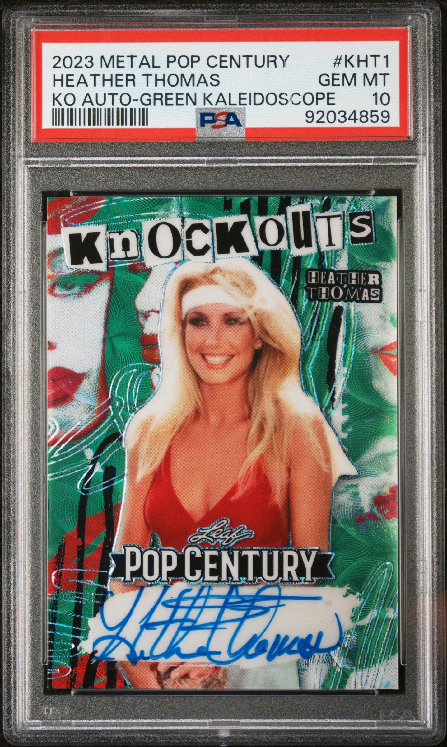 Heather Thomas 2023 Leaf Metal Pop Century Knockouts AUTO Green #2/3 PSA 10