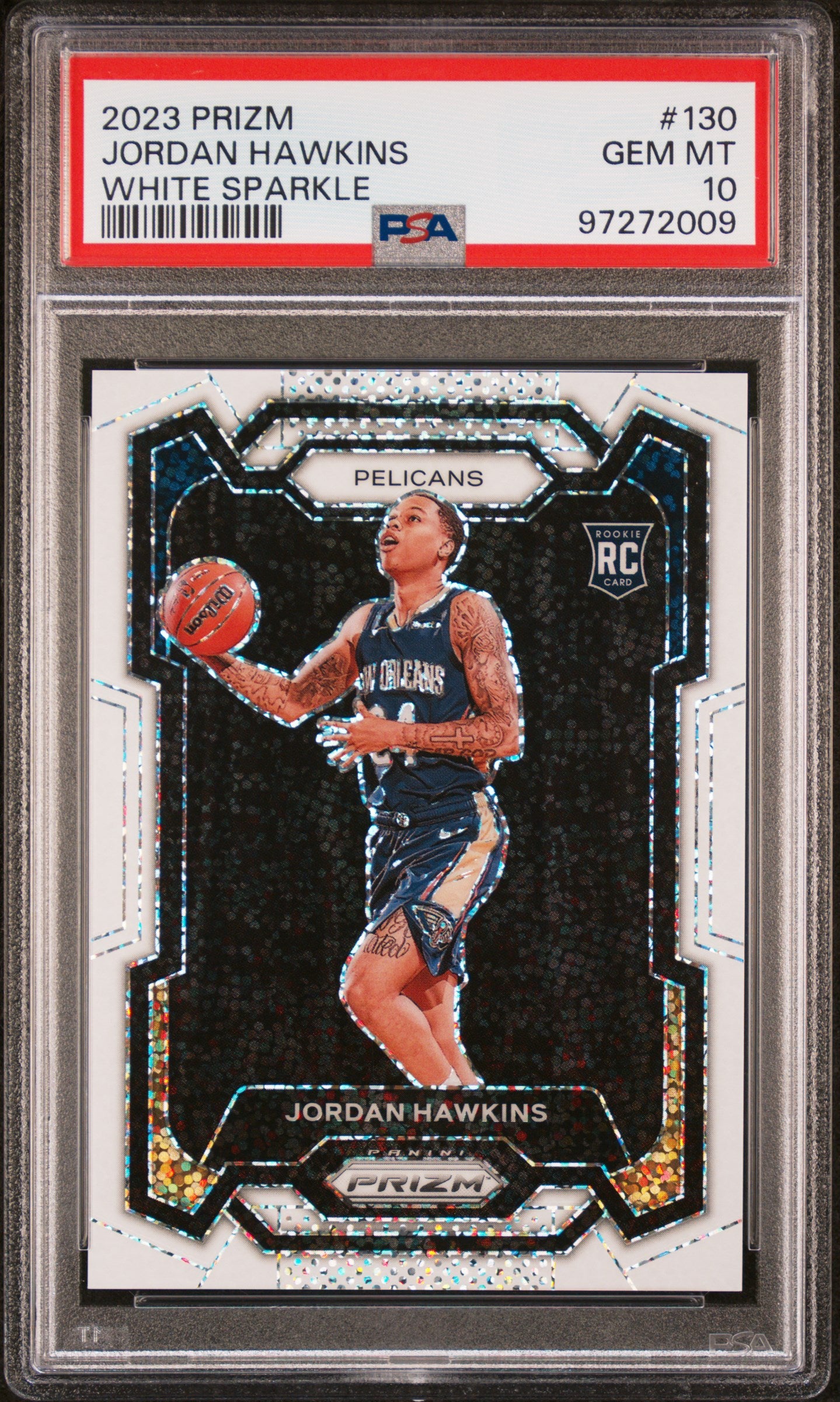 2023-24 Panini Prizm Jordan Hawkins #130 White Sparkle PSA 10 Rookie