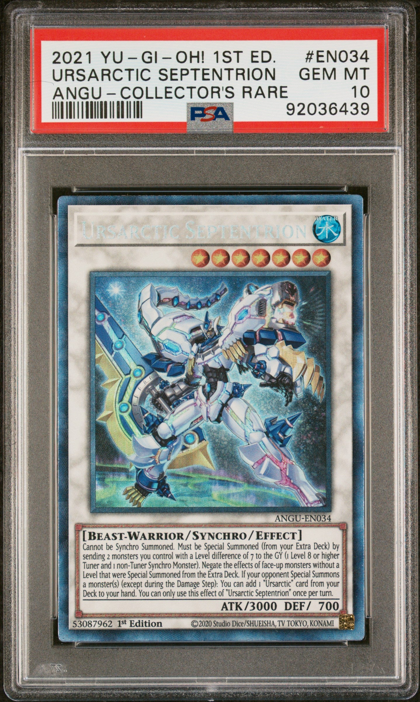 2021 Guardians YUGIOH Ursarctic Septentrion #EN034 Angu-Collector's Rare PSA 10