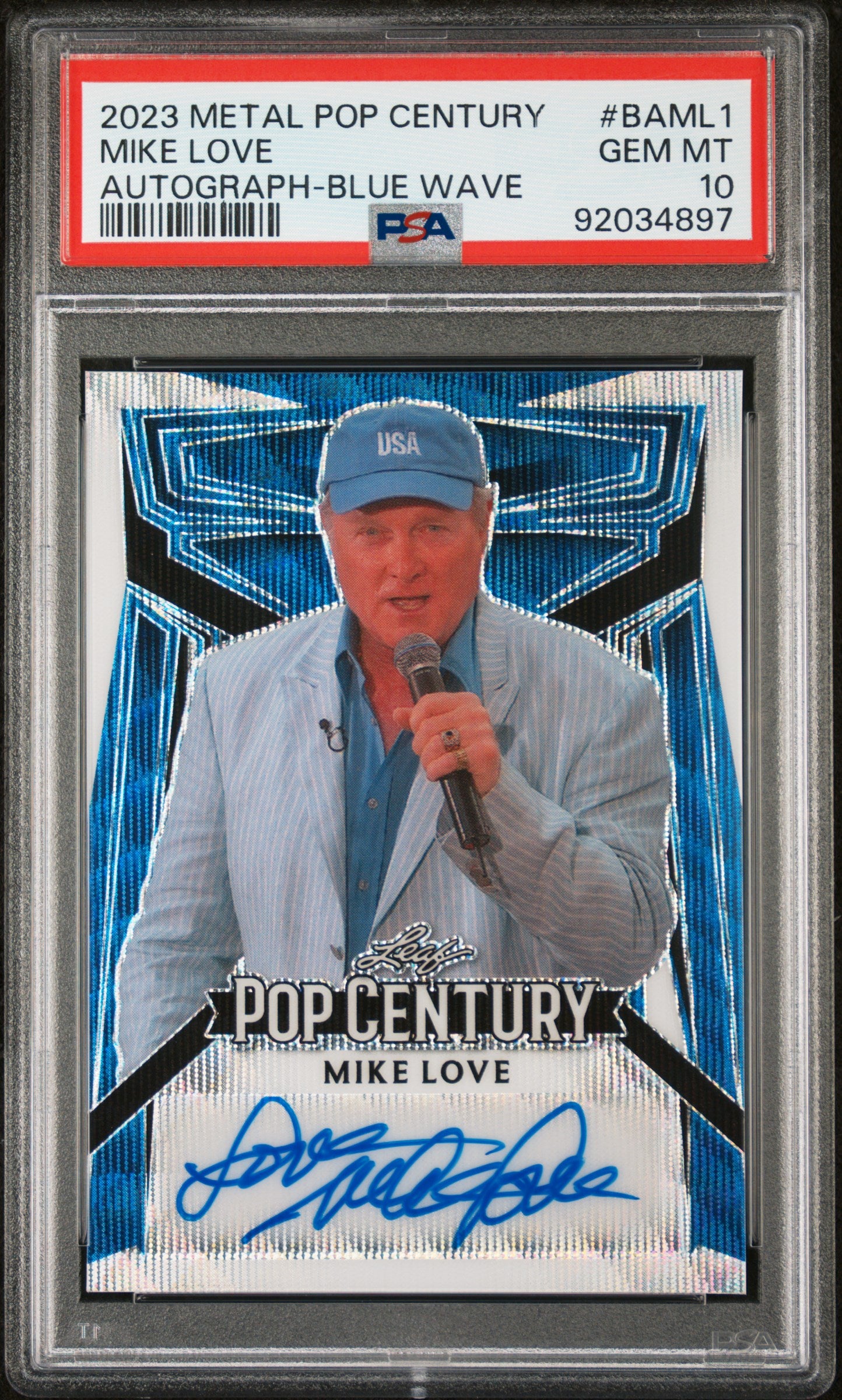 Mike Love 2023 Leaf Metal Pop Century Autograph AUTO #7/7 Blue Wave PSA 10