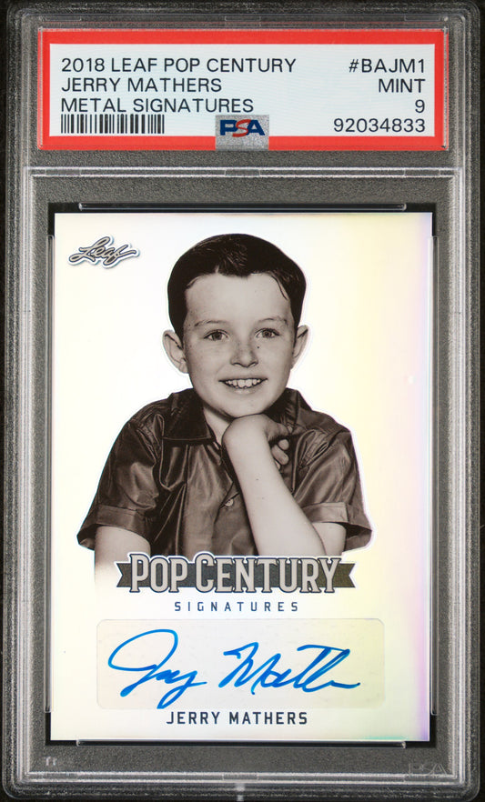 Jerry Mathers 2018 Leaf Pop Century Metal Signatures AUTO PSA 9