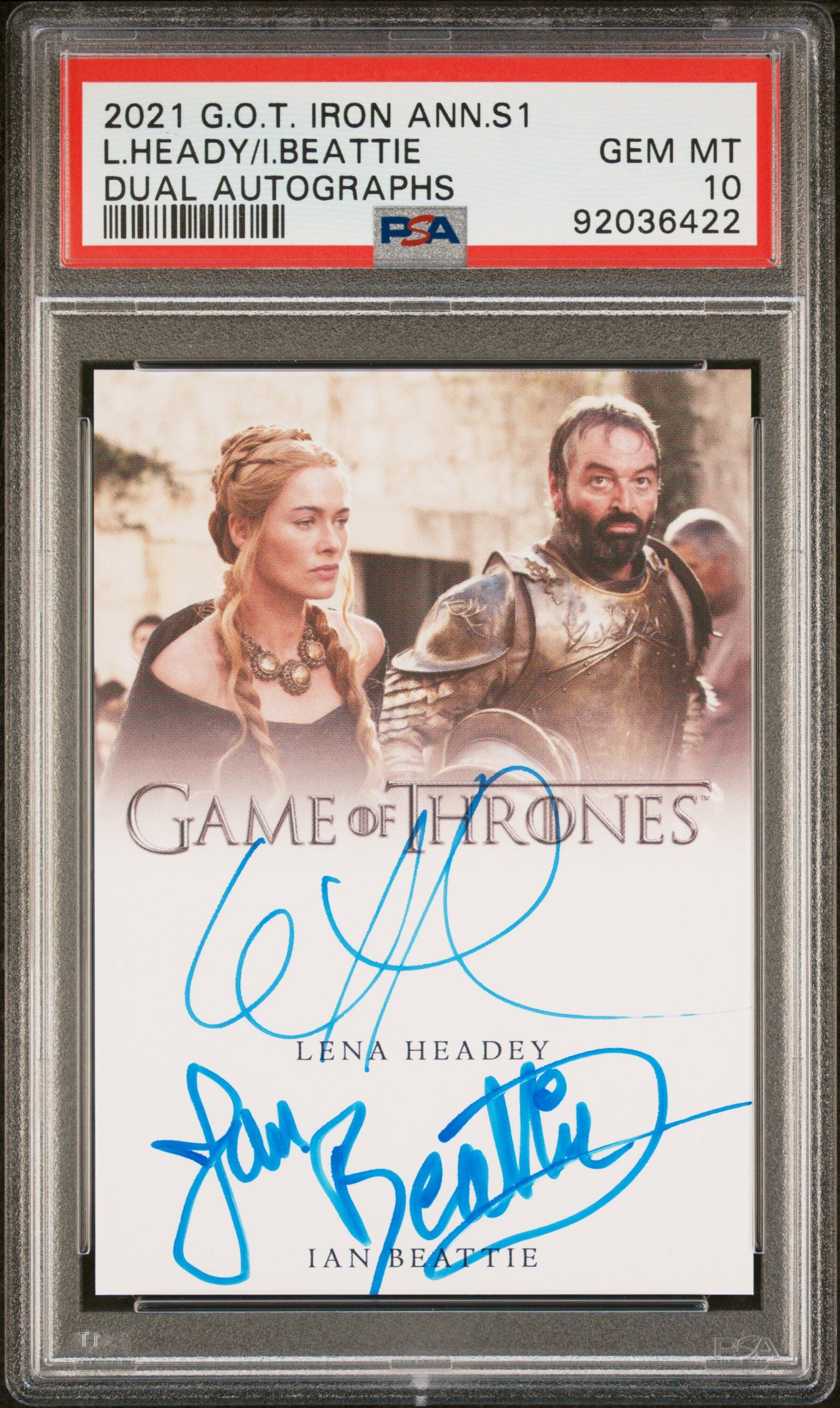 Ian Beattie Lena Headey CERSEI LANNISTER MERYN 2021 Game Of Thrones AUTO PSA 10