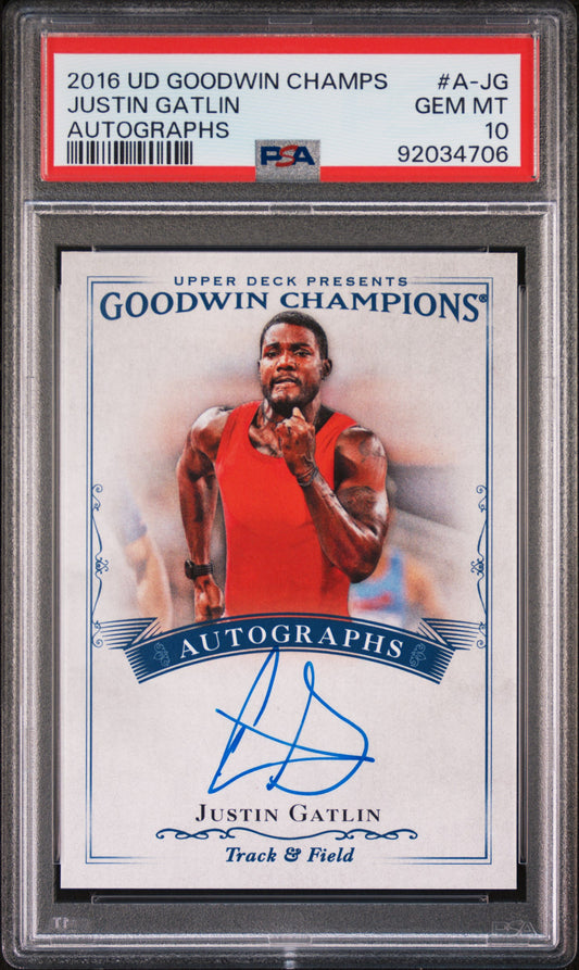 2016 Upper Deck Goodwin Champions Autograph Justin Gatlin AUTO PSA 10