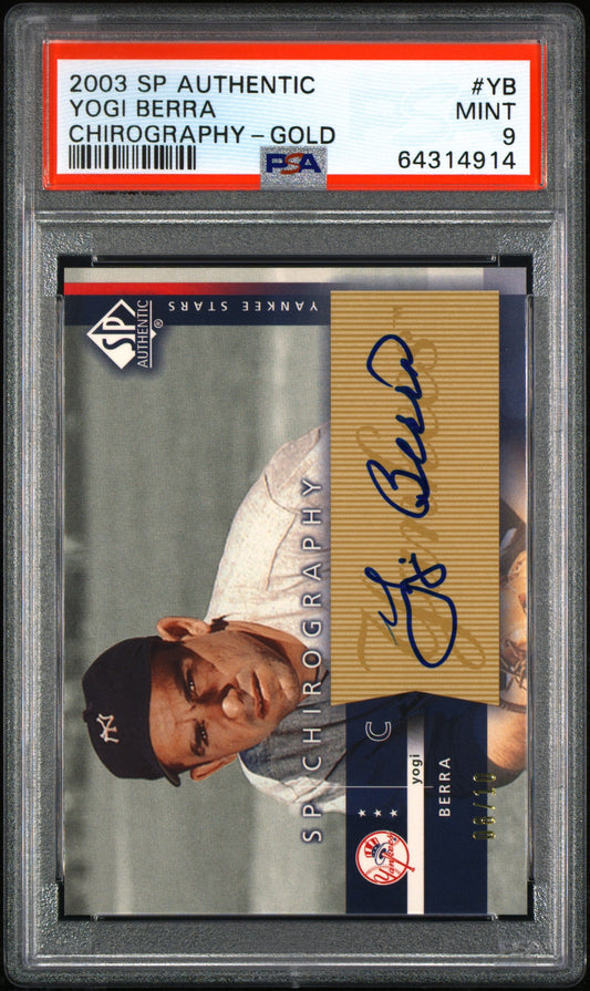 2003 SP Authentic Chirography Yogi Berra Gold #8/10 (Jersey Number) PSA 9 AUTO