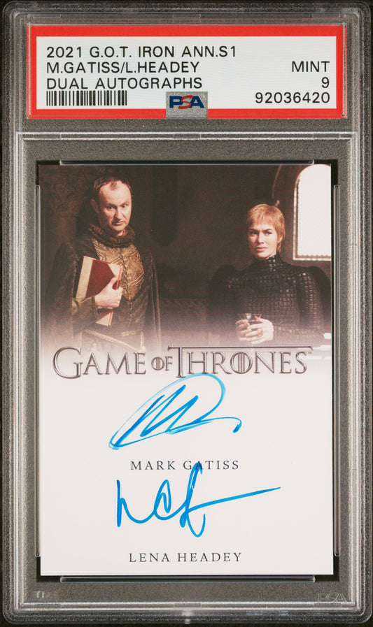 Lena Headey Mark Gatiss CERSEI LANNISTER 2021 Game Of Thrones DUAL AUTO PSA 9