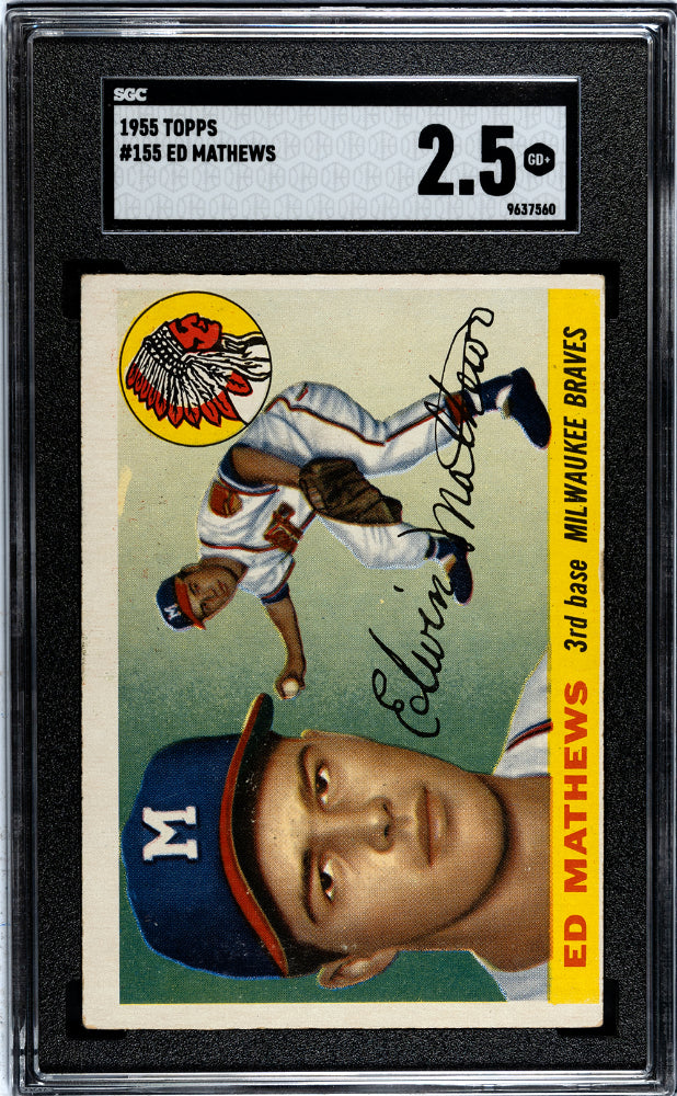 1955 Topps Ed Eddie Mathews #155 SGC 2.5