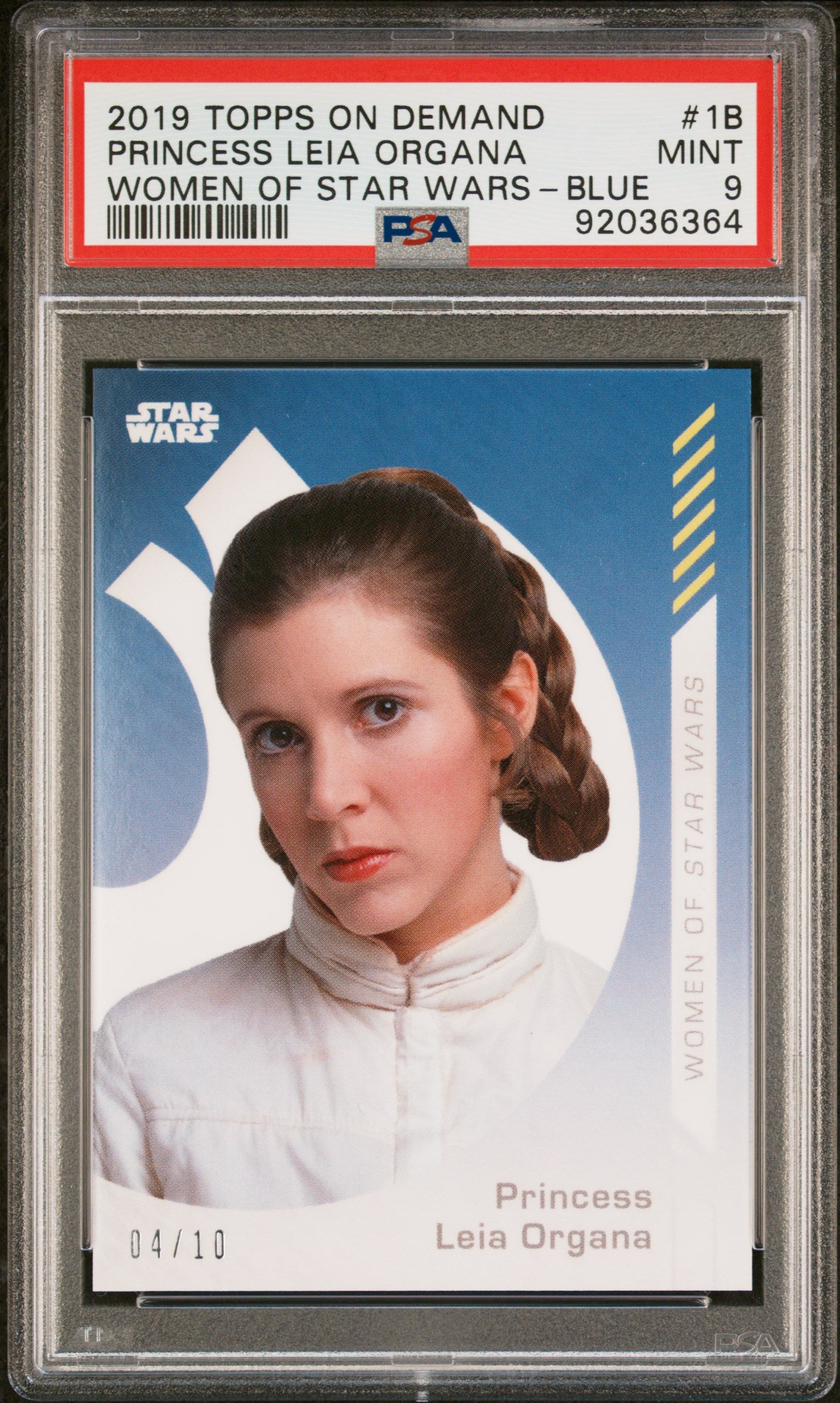 Princess Leia Organa 2019 Topps On Demand Women Of Star Wars Blue #4/10 PSA 9