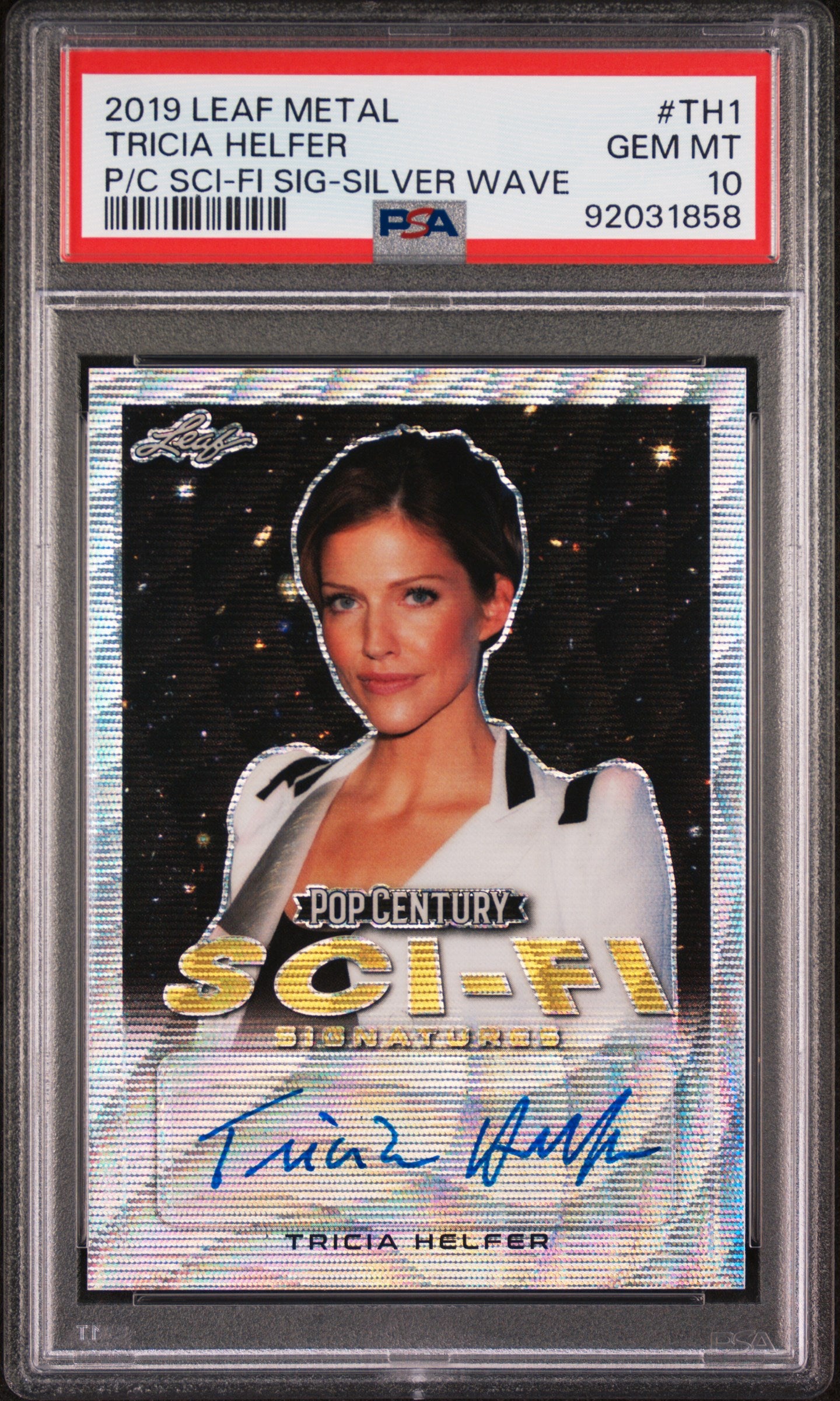 Tricia Helfer 2019 Leaf Metal Pop Century Sci-Fi Signatures AUTO Silver PSA 10