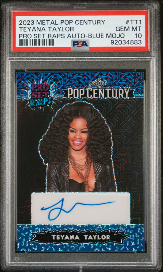 Teyana Taylor 2023 Leaf Metal Pop Century Pro Set Raps AUTO #1/12 Blue PSA 10