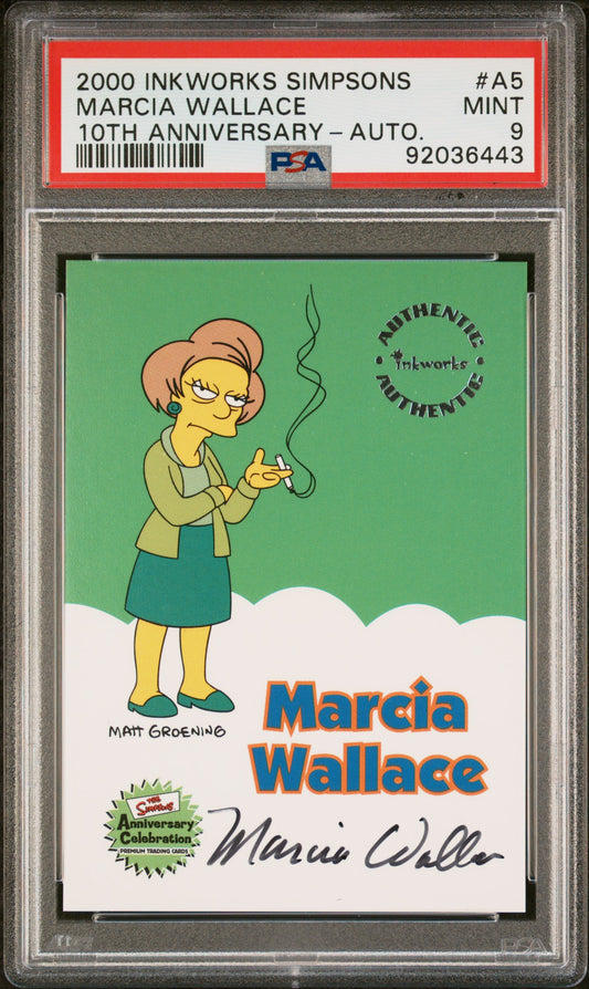 Marcia Wallace EDNA KRABAPPEL 2000 Inkworks Simpsons 10th Anniversary AUTO PSA 9