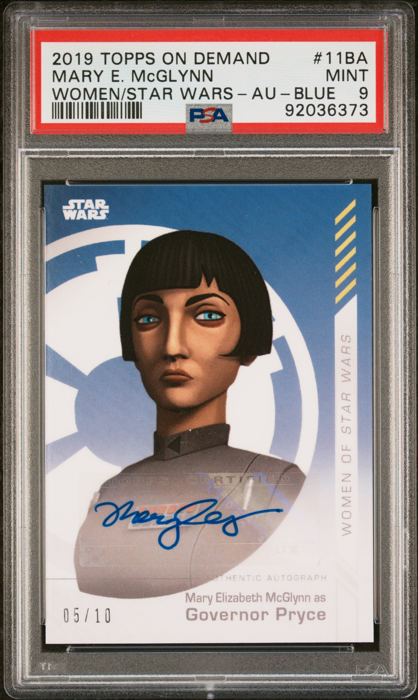 Mary E. Mcglynn 2019 Topps Women Star Wars Blue #5/10 AUTO Govenor Pryce PSA 9