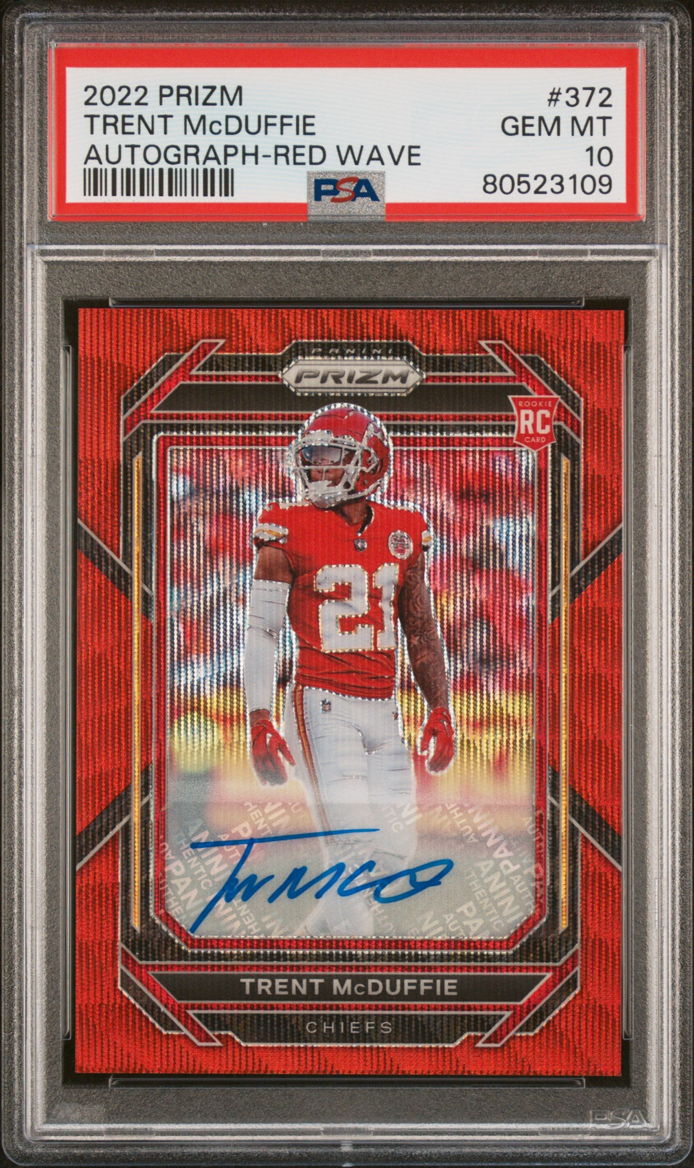 2022 Panini Prizm Trent Mcduffie #372 Autograph Red Wave #/149 AUTO PSA 10