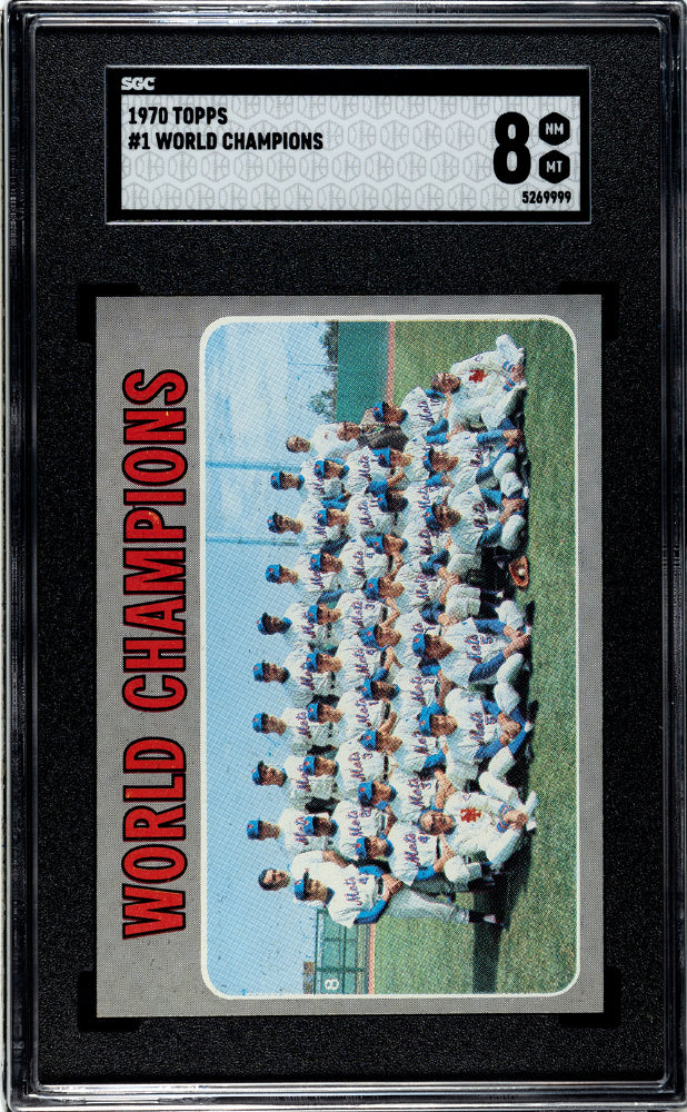 1970 Topps World Champions #1 New York Mets Nolan Ryan SGC 8