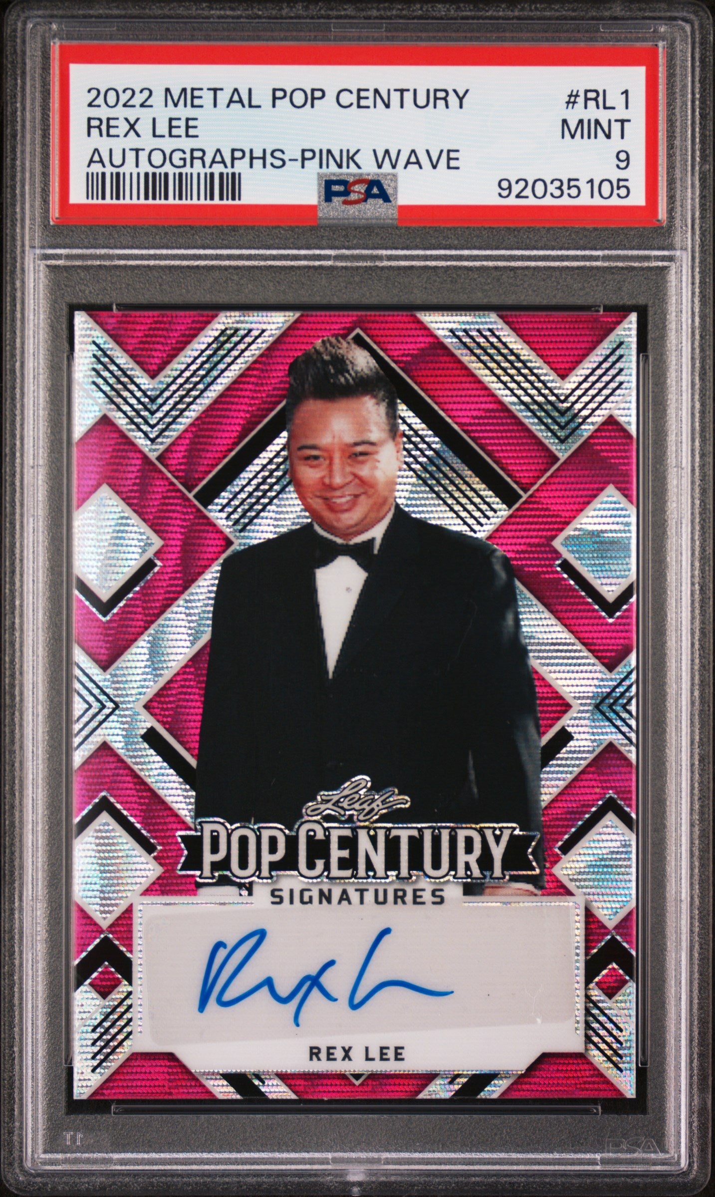 Rex Lee 2022 Leaf Metal Pop Century Autograph AUTO #3/10 Pink Wave PSA 9