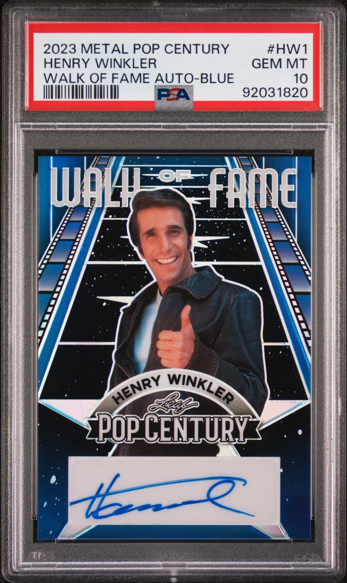 Henry Winkler 2023 Leaf Metal Pop Century Walk Of Fame AUTO #2/10 Blue PSA 10