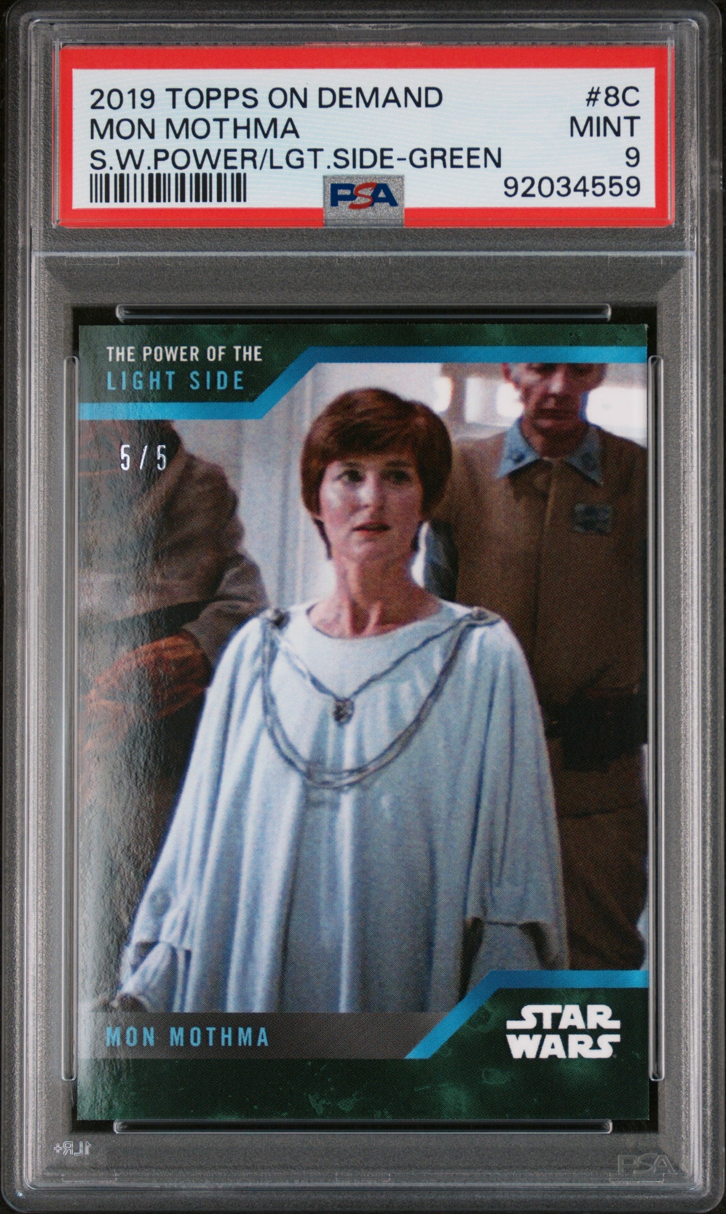 Mon Mothma 2019 Topps Star Wars Power Of The Light Side #5/5 Green PSA 9