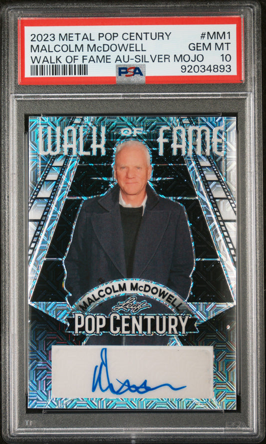 Malcolm Mcdowell 2023 Leaf Metal Pop Century Walk Of Fame AUTO Silver /10 PSA 10