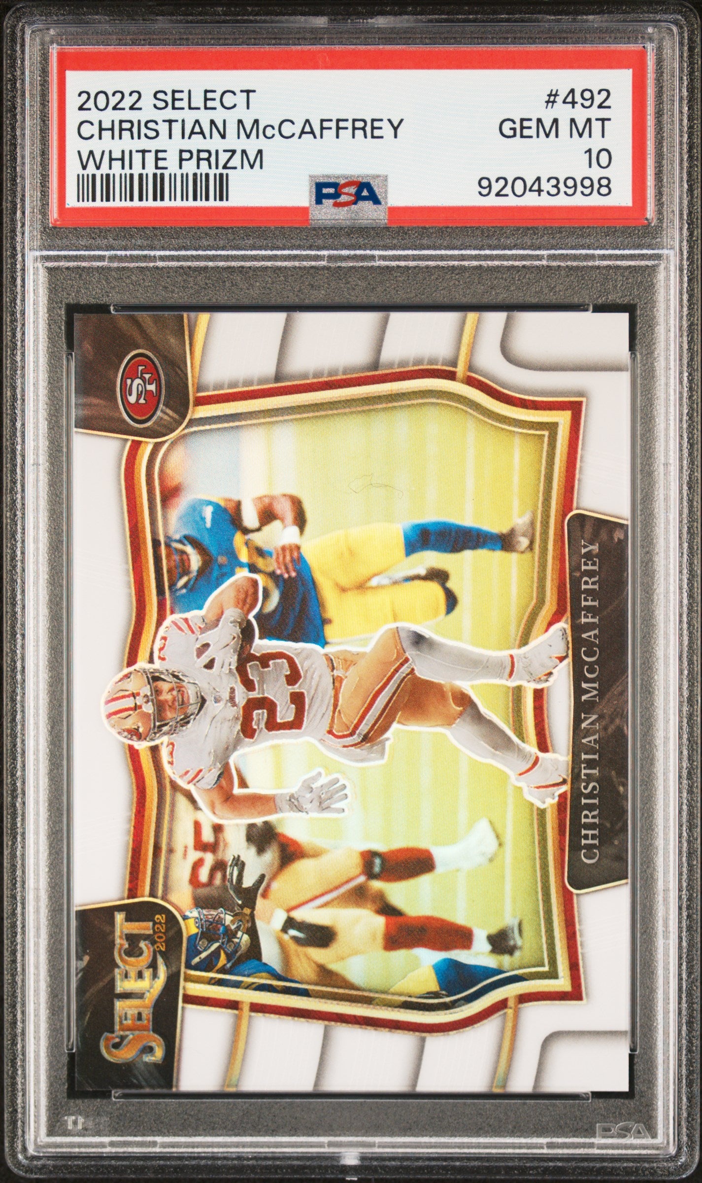 2022 Panini Select Christian Mccaffrey #492 White Prizm PSA 10